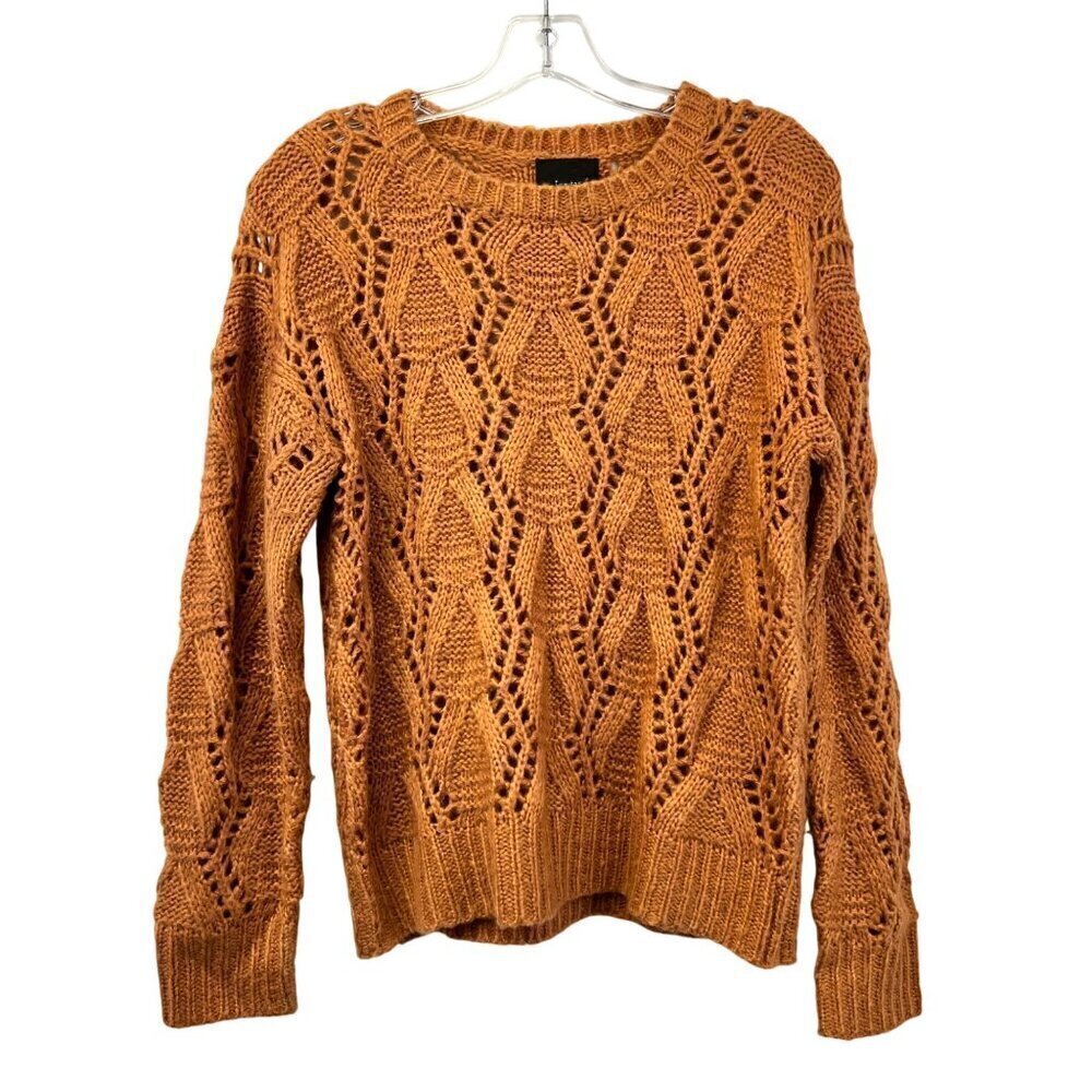 Lumiere Open Knit Long Sleeve Pullover Sweater Womens Size Small Spice
